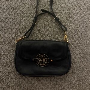Tory Burch Black Shoulder Bag with Gold Details